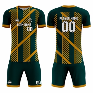 ชุดยูนิฟอร์มฟุตบอลแบบกำหนดเองประสิทธิภาพสูง เสื้อและกางเกงขาสั้น น้ำหนักเบา ระบายอากาศได้ดี ซึมซับเหงื่อ แห้งเร็ว โรงงานรับผลิตแบบ OEM ODM - Product Image 1