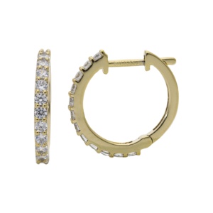 Élégance Simple – Boucles d'oreilles créoles en or 14 carats plaqué rhodium pour femme, diamants naturels taille brillant rond 0,55 carats au total, cadeau de mariage - Product Image 6