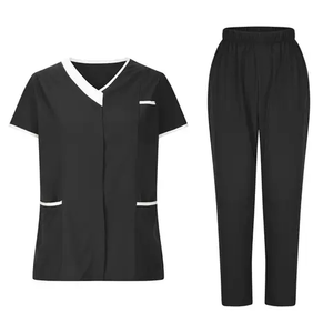 Ensemble de travail pour médecins et infirmières, veste à manches longues en tissu tissé, cardigan à boutons-pression, uniforme de travail, polyester/rayonne - Product Image 4