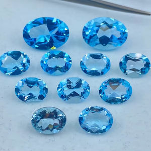 Topaze bleu ciel facettée de forme ovale, pierres précieuses en vrac, tailles variées de 4x3mm à 14x10mm, lot calibré pour la fabrication de bijoux - Product Image 1