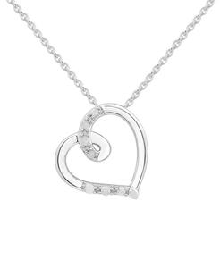2-PC. Conjunto de collar con colgante calado de corazón de diamante y pendientes de tuerca a juego (1/6 CT. T. W.) en plata de ley | Macy's - Product Image 2