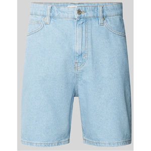 Shorts Bermuda en jean bleu clair pour homme, taille mi-haute, fermeture boutonnée, décontracté, en coton tissé - Product Image 1