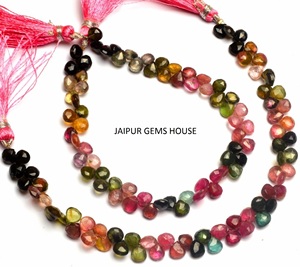 Cuentas de Turmalina Natural en Forma de Corazón Multicolor de 5x6mm, Facetadas, para la Elaboración de Collares, Certificadas por CMA, Rajasthan - Product Image 2