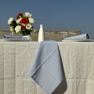Serviettes carrées en coton bleu poussière foncé, faites à la main, réutilisables, écologiques, imprimées au bloc, avec logo personnalisé pour événements de mariage - Vente en gros - Product Image 2