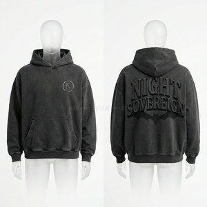 Sudadera con Capucha Personalizada para Hombre, Estilo Streetwear, Lavado Ácido, Estampado Gráfico Iron Blood, Felpa Desgastada, Oversize - Product Image 2