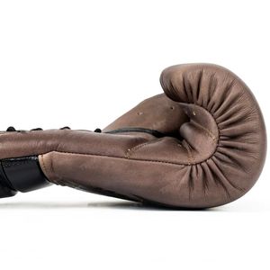 Leather MMA Gloves with Lace-Up Wrist <b>Straps</b> and Logo for Adults Training and Sparring - Product Image 4