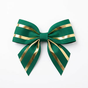 Neelkamal Industries 25mm Emerald Green Gold Pattern Ribbon Metallic Fabric Trim for Fashion Design Interior Decor Creative Use - Product Image 1