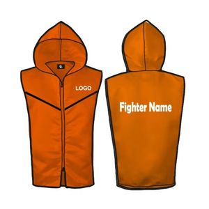 Gilet de boxe jaune à capuche sans manches, veste d'entrée de ring sublimée, équipement d'entrée pour combattant, vêtements personnalisés - Product Image 4