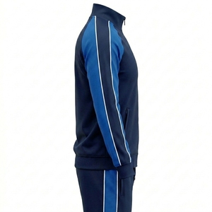 Conjunto Deportivo Premium para Hombre con Cremallera Completa, Franjas en Contraste, Poliéster, Ropa de Gimnasio, OEM ODM - Product Image 4