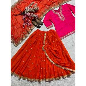 Ensemble de vêtements de fête pour femmes, haut, jupe dhoti, dupatta - Product Image 4