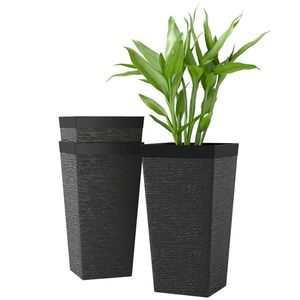 Set di 3 Vasi da Fiori Conici Neri per Esterni, Fioriere Salvaspazio - Product Image 5