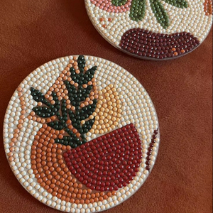 Assorted Beaded Flower <b>Coasters</b> Handmade Colorful Drink <b>Coaster</b> <b>Set</b> - Product Image 1