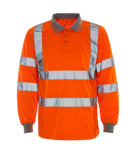 Polo jaune haute visibilité à manches longues en polyester, vêtements de travail réfléchissants, vêtements de sécurité pour hommes - Product Image 3