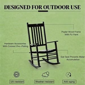 Sedia a Dondolo da Esterno in Legno Nero per Giardino - Product Image 3