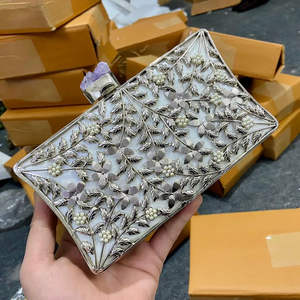 Clutch <b>Bags</b> for Women Luxury Handmade Luxury Clutch with Mother of <b>Pearl</b> & Brass Inlay From India for Sale - Product Image 1