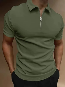 Polo pour homme, t-shirt respirant à manches courtes, col classique, pour l'été, les sports de plein air, le quotidien, kaki, décontracté et élégant - Product Image 2