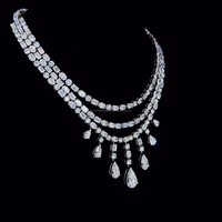 Collier de mariée de luxe en or blanc 14 carats, haute joaillerie, multi-rangs, émeraude et diamant de laboratoire taille ronde, colliers à perles tendance