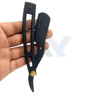 Navaja de Afeitar Profesional para Barbería, Cuchilla de Acero Inoxidable con Bloqueo Oscilante, Cuchilla Recta para Afeitar Cabello, Cejas, Barba y Rostro - Product Image 1