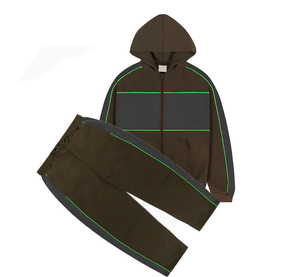 High Quality Premium Color Block Windbreaker 2-Piece Tracksuit Hoodie <b>Set</b> Outdoor Running Training Sportswear Custom Fit - Product Image 1