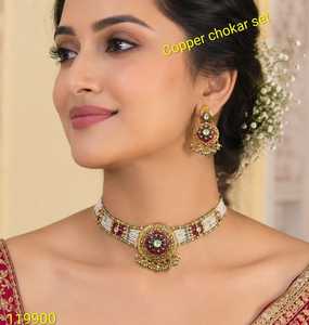 Traditional Ethnic Third Party Certified High Quality Gold Plated Silver Plated Crystal Rhinestone Flower Design Women's <b>Set</b> - Product Image 2