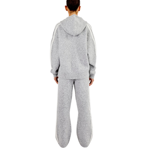 Women's Full Zip Hooded Tracksuit Set Relaxed Sleeve Top <b>Cuffed</b> <b>Jogger</b> Trousers Elastic Drawstring Waist Two Piece Casual Outfit - Product Image 2