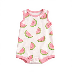 ชุดเสื้อกล้ามเด็กอ่อนแบบอินเตอร์ล็อค 65% โพลีเอสเตอร์ 35% ผ้าฝ้าย เนื้อนุ่ม ระบายอากาศดี เป็นมิตรกับผิวหนัง เหมาะสำหรับใส่ในช่วงฤดูร้อน ชุดเด็กอ่อนแบบ unisex - Product Image 1