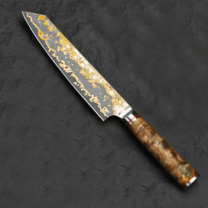 Couteau à découper en cuivre damas de qualité supérieure avec lame allongée et manche en bois pour une découpe précise de la viande - Product Image 1