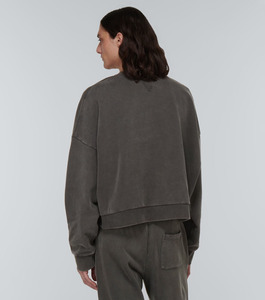 Stylish Oversized Cropped <b>Sweatshirt</b> in Vintage <b>Grey</b> with Raglan Sleeves Perfect for Casual Wear and Comfortable All-Day Use - Product Image 4