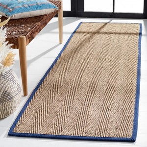 Tapis rectangulaire en jute tressé de couleur beige naturel pour salon, tapis antidérapant beige pour entrée, tapis tissé fait main. - Product Image 1