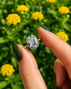 Luxury <b>Emerald</b> Cut Solitaire Lab Grown Diamond Engagement Wedding <b>Ring</b> <b>Silver</b> IGI Certified Classic Bridal Promise Fine Jewelry - Product Image 3