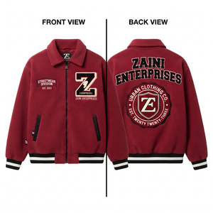 240 GSM Thin Polar Fleece Jacket Soft <b>Warm</b> Burgundy Contrast Rib Knit Custom Embroidery Woven Patch Printed Logo Design - Product Image 1