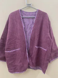 Abrigo de Invierno Colorido, Reversible, Casual, Vintage, de Terciopelo y Algodón Suzani, Bordado a Mano con Flores, Estilo Boho, Cuello en V - Product Image 3