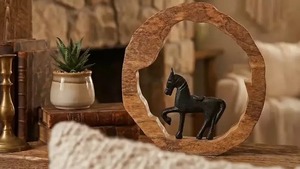 Sculpture Circulaire en Bois Faite à la Main, Décoration de Table Thème Coquillage, Artisanat Minimaliste Thème Animal, Art pour Salon - Product Image 2
