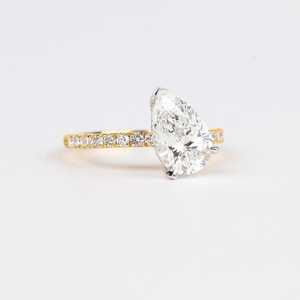 Precioso Anillo Solitario de Diamante Cultivado en Laboratorio de 2.18CT con Corte Pera para Mujer, Oro Sólido de 14K, Regalo Sorpresa para Boda, Joyería - Product Image 1