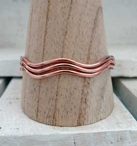 Belladec Handcrafted Wavy Red <b>Copper</b> Plated Cuff Bracelet Set Minimalist Open <b>Bangles</b> Artisan Jewelry Elegant Fashion Gift for - Product Image 6
