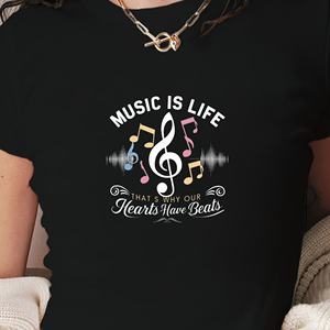 Music IS Life เสื้อยืดแฟชั่นผู้หญิงทรงสั้นเข้ารูปสไตล์ Y2K พิมพ์ลายผ้าถัก - Product Image 3