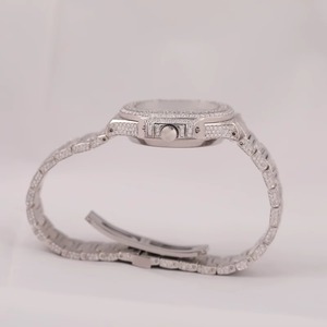 Reloj de Lujo de Acero Inoxidable con Incrustaciones de Moissanita y Diamantes Redondos, Estilo Hip Hop, para Hombre y Mujer, India - Product Image 2