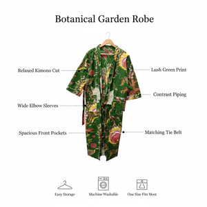 Bata Kimono de Algodón Botánico Ecológico |   Bata de Spa para Mujer con Cuello en V, Manga Larga y Bolsillos |   Obra Maestra Sostenible con Cordón Ajustable - Product Image 6