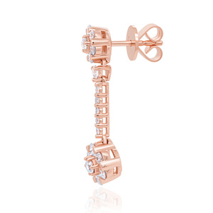 ต่างหูทองคำ 14K ชุบโรเดียม ประดับเพชรเพาะเลี้ยงทรงเดซี่ 1.1 กะรัต เจียระไนแบบบริลเลียนท์ รับรองโดย IGI เครื่องประดับหรูหราสำหรับงานปาร์ตี้ - Product Image 6