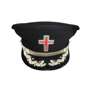 Sir Knight Knights Templar Fatigue <b>Cap</b> Silver Vinework Premium Black Ceremonial Regalia Headwear - Product Image 2