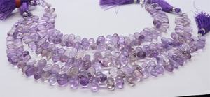 Perles en améthyste naturelle du Brésil, forme goutte lisse, taille 5x8 à 6x11 MM, perles en améthyste de 8 pouces, perles en améthyste - Product Image 5