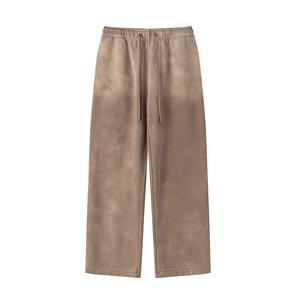 Pantalon de survêtement streetwear de luxe personnalisé pour homme, coupe droite, en molleton, taille élastique, effet délavé, respirant, coupe ample - Product Image 5