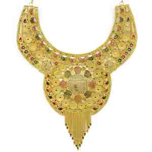 Wholesale Brass 14K18K24K Micron Gold Filled Dubai Style Heavy <b>Bridal</b> Long Necklaces Set Traditional Design Fashion Jewelry Set - Product Image 4
