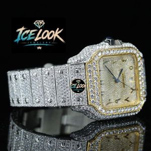 Reloj Unisex Cuadrado de Acero Inoxidable ICE LOOK JEWELERY, 41 mm, Analógico, de Cuarzo, Estilo Hip Hop, Esfera Luminosa de Zafiro, Cierre Plegable de 20 mm - Product Image 3