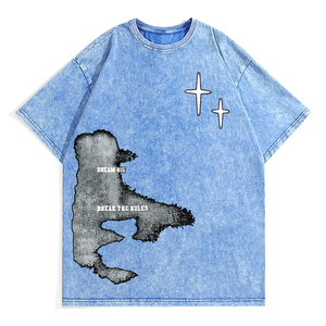 Camisetas personalizadas para hombre con lavado ácido, corte ajustado, elegantes, de manga corta, de algodón, para uso diario en negocios y promocional. - Product Image 1