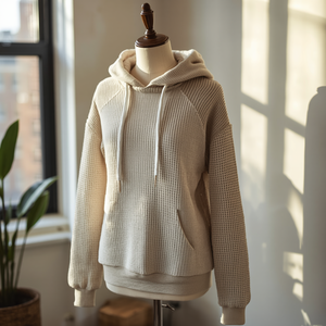 Sudadera con Capucha para Mujer, Tejido Waffle, Manga Raglán, Informal, con Personalización OEM ODM - Product Image 3
