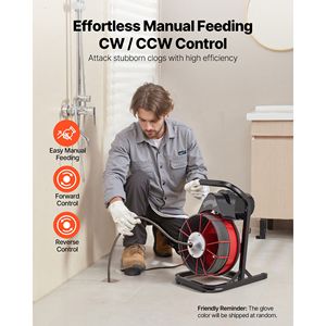 Déboucheur de canalisation manuel à 4 lames, 50 pieds x 1/2 pouce, machine de nettoyage de drain activée par l'air, interrupteur au pied 2-6 pouces - Product Image 2