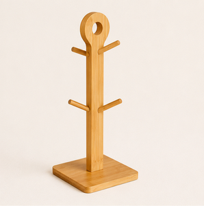 Minimalist Wooden Mug Holder & Cup <b>Tree</b> <b>Stand</b> Premium Bamboo Coffee Bar Accessory For Home Decor Office & Cafe Countertop Rack - Product Image 6