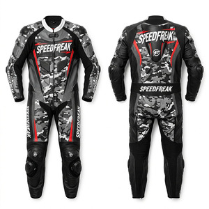 ชุดแข่งรถมอเตอร์ไซค์หนังลายพรางสีเทา SpeedFreak Pro (แบบชิ้นเดียว) - Product Image 2