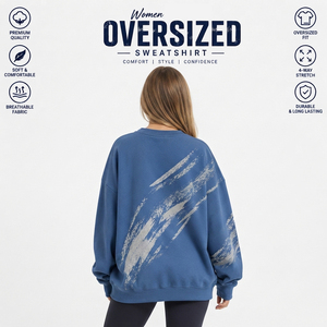Sweat-shirt oversize pour femme en molleton imprimé, col rond, coupe ample, pour l'hiver - Product Image 3